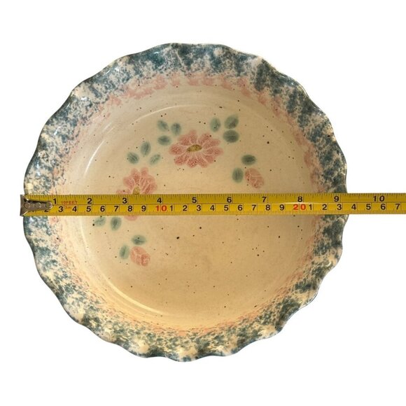 Vintage JMJ Studio Pottery Pie Plate 9.5" - Stoneware, Fluted Edge, Signed - Picture 6 of 10